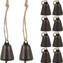 10Pcs Vintage Rustic Bells for Crafting DIY Wall Hanging Decor Antique Chime Bells Decorative Bell Ornaments for Christmas Decorations and Home Decor