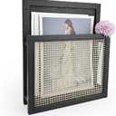 Wooden Wall Magazine Holder, Boho Style File Organizer,Wall Mounted Magazine Rack, File Holder For Entryway Living Room Kids room and Office, Hanging Mail Organizer (Black)