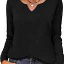 Zeagoo Long Sleeve Shirts for Women Fall V Neck Tops Casual Dressy Blouse Boho Tunic Business Work Clothes School Outfit (Black)