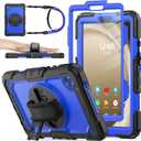 SEYMAC stock Case for Samsung Galaxy Tab A9 8.7'', Full-Body Drop Protection Case with Screen Protector Pencil Holder [360 Rotating Hand Strap] &Stand, Blue+Black