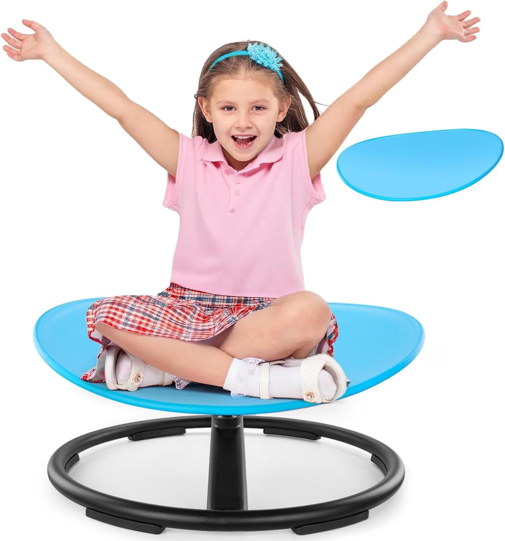 Sensory Spinning Chair for Kids,Autism Kids Swivel Chair, Sit and Spin Toy Training Body Coordination, Metal Base Non Slip Safer (Blue)