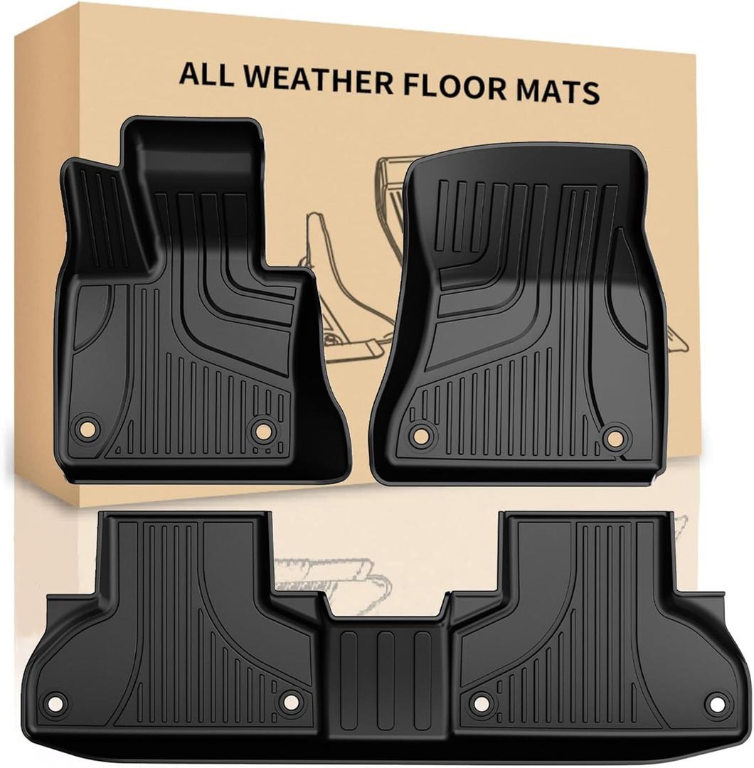 Original 2014-2018 X5 Floor Mats for BMW X5 (F15) All Models - Custom Fit 1st and 2nd Row Floor Mats - All Weather Heavy Duty Non Slip TPE Floor Liners for BMW X5 Accessories 2014-2018