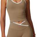 Womens Workout Yoga Set - Flare Leggings, Crossover V-Cut Pants, Shorts, Bra, and Crop Top M