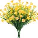 MACTING 6 Bundles Artificial Flowers for Outdoors UV Resistant Fake Flowers No Fade Faux Fake Plastic Outdoor Plants for Indoor Outside Planters Garden Porch Yard Window Summer Decorations(Yellow)