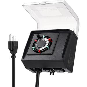 SURAIELEC Mechanical Pool Timer for Above Ground Pools, NEMA 5-15R Plug-in 24-Hour Timer with Dual Outlets, 15A 125V 1HP, Up to 3 Daily Settings, Weatherproof Cover for Pool Pumps, Outdoor Lighting