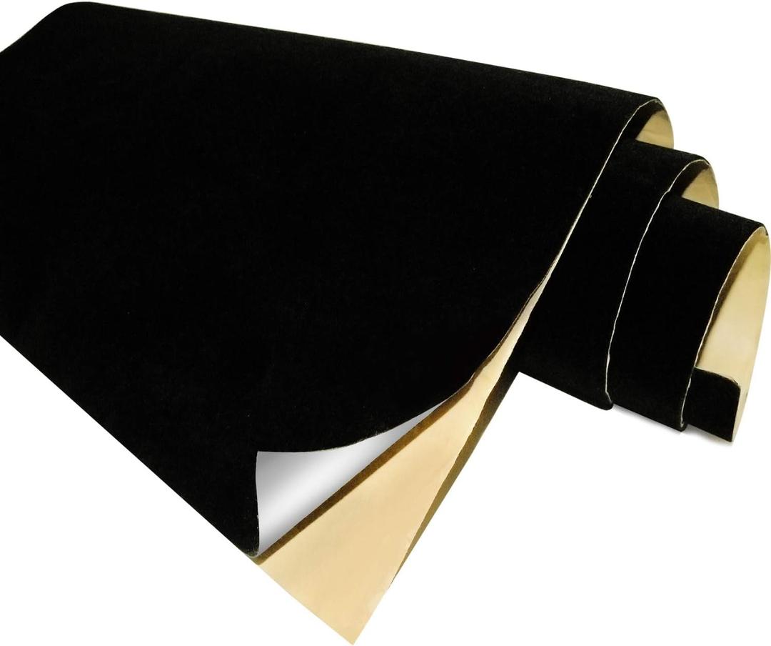 Black Self Adhesive Velvet Fabric Sticky Felt Sheets for Art & Crafts, Jewelry Box, Drawer Liners- 2PCS x (17.3" x 39.3")