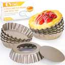 12 pcs Egg Tart Molds, 3" Mini Tart Pans Removable Bottom,Cupcake Cake Muffin Mold Tin Pan Baking, Mini Non-Stick Pan Reusable Quiche Bakeware Carbon Steel for Pies Cheese Desserts, Gold