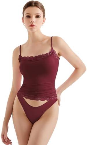 SUUKSESS Women Lace Double Lined Camisole Top Spaghetti Strap Going Out Tank Top S