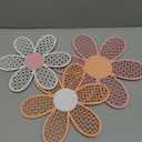 Maitys 3 Pieces Boho Daisy Wall Decor Natural Rattan Flower Wall Hanging Art Wooden Boho Art Nursery Flowers Farmhouse Hanging Decor for Home Office Nursery(Rustic Color)