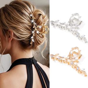 CAKURE Gold Claw Clip Fancy Hair Clips Rhinestone Hair Claw Clips Sparkly Hair Accessories for Women (Pack of 2) (a-gold&silver)