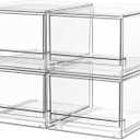 A-LuGei  Acrylic Stackable Drawers, 7.5" L Makeup Organizer, Bathroom Organizer and Storage, Plastic Storage Bins for Kitchen Cabinet Pantry Medicine Fridge