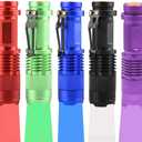 Multicolored 3-Mode Flashlight: Red, Green, Blue, UV & White LED Lights (Pack of 5)