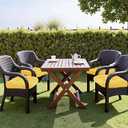 MTMR Outdoor Chair Cushions Set of 2, 19x19 Waterproof Wicker Seat Cushions for Patio Furniture, Tufted Outdoor Replacement Furniture Pad for Porch Lawn Wicker Desk Dining Rocking Chair, Yellow