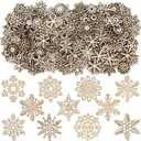 250 PCS Mini Wooden Snowflake Ornaments 1.2 Inch Unfinished Wood Snowflake Slices Cutouts Small Christmas Snow Flake Embellishments for Winter DIY Crafts