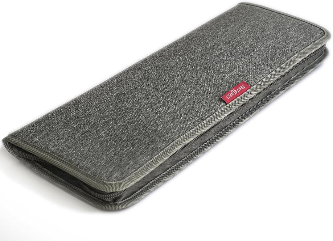 LeanTravel Tie Case Organizer for Travel with Storage Bag for Cufflinks, Color Grey