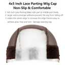 Lace Wig Caps for Women, Wig Caps with Grip Band for Keeping Wigs in Place, Glueless Wig Grip Cap with 4x5 Transparent Lace Wig Caps, Non-Slip Adjustable Elastic Headband (1pcs-brown)