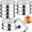 10 Pcs English Muffin Rings Nonstick Crumpet Rings 4 Inch Stainless Steel Round Double Rolled Tart Ring Cooking Molds for Cookies, Pancakes, Pastry (Silver)