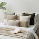 a moment Linen Pillow Covers Set of 2,Boho Farmhouse Throw Pillowcases Neutral Textured Decorative Covers for Couch Sofa Bed, Soft Linen Blend Accent Case Cushion Home Decor 20"x20"Light Grey