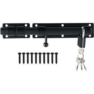Alise 10 inch Barrel Bolt Latch, Slide Bolt Latch, Heavy Duty Solid SUS304 Stainless Steel Slide Lock for Wooden Fence,Barn Door,Interior or Outdoor Door Matte Black MST8100-B
