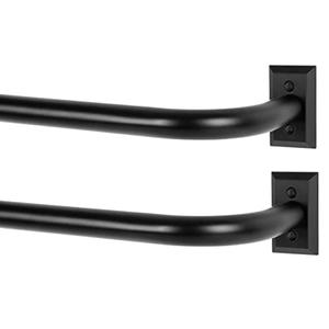 TANGWIN Black Wrap Around Curtain Rods 2 Pack:Blackout Heavy Duty Adjustable Window Curtain Rod for Bedroom Kitchen,Modern Decorative Curved French Metal Drapery Rods Easy Install,Matte Black 28-48"