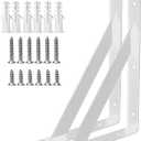 Heavy Duty Shelf Brackets Wall Mount Steel Bracket Wall Brackets for Shelves (White, 12 x 8 Inch-1 Pair)
