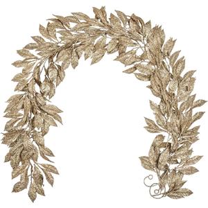 3 Pcs 6FT Christmas Garland Champagne Gold Glittered Artificial Magnolia Leaves for Mantle Christmas Tree Decorations Indoor Outdoor Hanging Garland Ornaments Garden Door Wall Window Stair Home Decor