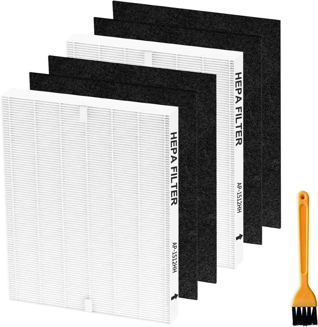 HEPA Replacement Filter Set Compatible with Coway Airmega AP-1512HH & 200M 2 True HEPA + 4 Activated Carbon Filters for Home Air Purifier Easy Install