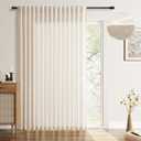 Beige Sliding Door Curtains Linen Extra Wide 100 Inch for Living Room Sheer Boho Farmhouse Patio Room Divider Curtain Light Filtering Back Tab Glass Window Drape 1 Panel W100xL84