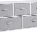Amazon Basics Extra Wide Fabric 5-Drawer Storage Organizer Unit for Closet, White