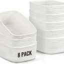 8 Pack Small Storage Baskets for Organizing, Woven Rope Bins for Bathroom, Closet, Shelf Organizer, Cute Cube Decorative Box for Towels, Baby Nursery, Toys, Gift Empty Baskets - 11.5"x7.5"x4.7"-White