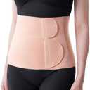 Momcozy Ergowrap Postpartum Belly Band for Natural and C-Section Recovery, Abdominal Binder with 3D Abdomen Lifting & Ergonomic Back Support, Seamless Belly Wrap Shapewear for Post Surgery Recovery Oyster Pink Petite XL