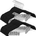 SONGMICS 30 Pack Pants Hangers, 16.7 Inches Long Velvet Trousers Hangers with Adjustable Clips, Heavy-Duty, Non-Slip, Space-Saving for Pants, Skirts, Coats, Dresses, Tank Tops, Black UCRF12B30
