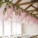 Suncalla 6 Pcs Wisteria Hanging Flowers Vines Fake Hanging Flowers Garland Artificial Wisteria Vines for Wedding Arch Party Home and Garden Decor Table Backdrop (Pink)