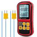 Dual Channel K-Type Thermocouple Thermometer with Two Probes and Backlit LCD