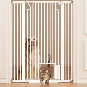 Ostutry 53in Extra Tall Cat Gate for Doorway No Drilling 29.5-40.1in Wide Dog Gate with Cat Door Pressure Mounted Walk Through Pet Gate