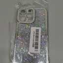 Glitter Bling Case for iPhone 16 Pro Max,Cute Luxury Sparkly Shiny Crystal Diamond Rhinestones Sequin with Camera Protector TPU Bumper Shockproof Women Girls Case for iPhone 16 Pro Max,Silver