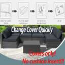 14Pcs Outdoor Cushion Covers Replacement Washable w/Zipper for 6-Seaters Sofa Patio Slipcovers Set Seat and Back Covers Only-25.6x25.6x3.9inch
