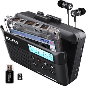 KLIM K7 Cassette Tape Player + Cassette to MP3 Converter + Portable Cassette Player + Built-in Microphone & Speaker + Rechargeable Battery + Earphones + 8GB SD Card