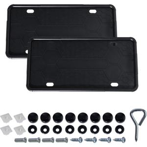 Silicone License Plate Frame 2 Pack, Anti-Scratch Black License Plate Frame Brackets, Anti-Rattle Durable Universal Holder for US Standard Vehicles Front & Rear Protector