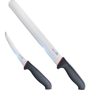 DELFINA Professional 2 Piece BBQ Knife Set, Japanese Style Premium Stainless Steel Chef Knife Set W/SoftGrip Handle, Multi-Purpose Slicing & Boning Knife Set for Kitchen Home Restaurant