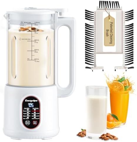 Encyclpo 40oz Nut Milk Maker - Automatic Soy Milk Maker with Spin Clean Brush & Nut Milk Bag - Homemade Almond, Oat, Coconut, Soy Milk - Auto Clean, Boil Water, Delay Start, Keep Warm