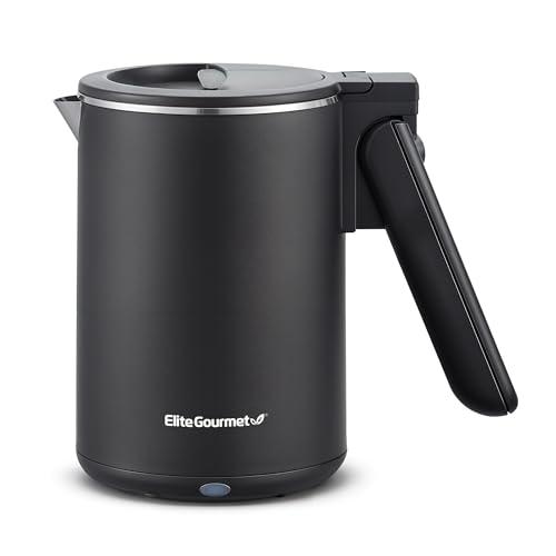 Elite Gourmet EKT719 Dual Volt 120-230V, Travel Double Wall Insulated Cool-Touch, 0.6L Electric Kettle, Stainless Steel Interior, Hinged-Locking Lid, Retractable Handle, Auto Shut-Off, Boil Dry, Black Elite Gourmet EKT719 Dual Volt 120-230V, Travel Double Wall Insulated Cool-Touch, 0.6L Electric Kettle, Stainless Steel Interior, Hinged-Locking Lid, Retractable Handle, Auto Shut-Off, Boil Dry, Black