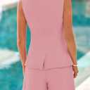 PRETTYGARDEN Women's 2 Piece Sets 2026 Summer Trendy Button Down Suit Vest Tops High Waisted Shorts Business Casual Outfits (Pink, S)