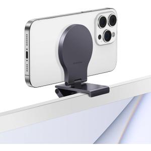 Stouchi Continuity Camera Mount for Desktop Monitor, iMac Compatible iPhone Webcam Mount with Mag-Safe for Mac Desktops and Displays, Apple TV 4K (Grey)