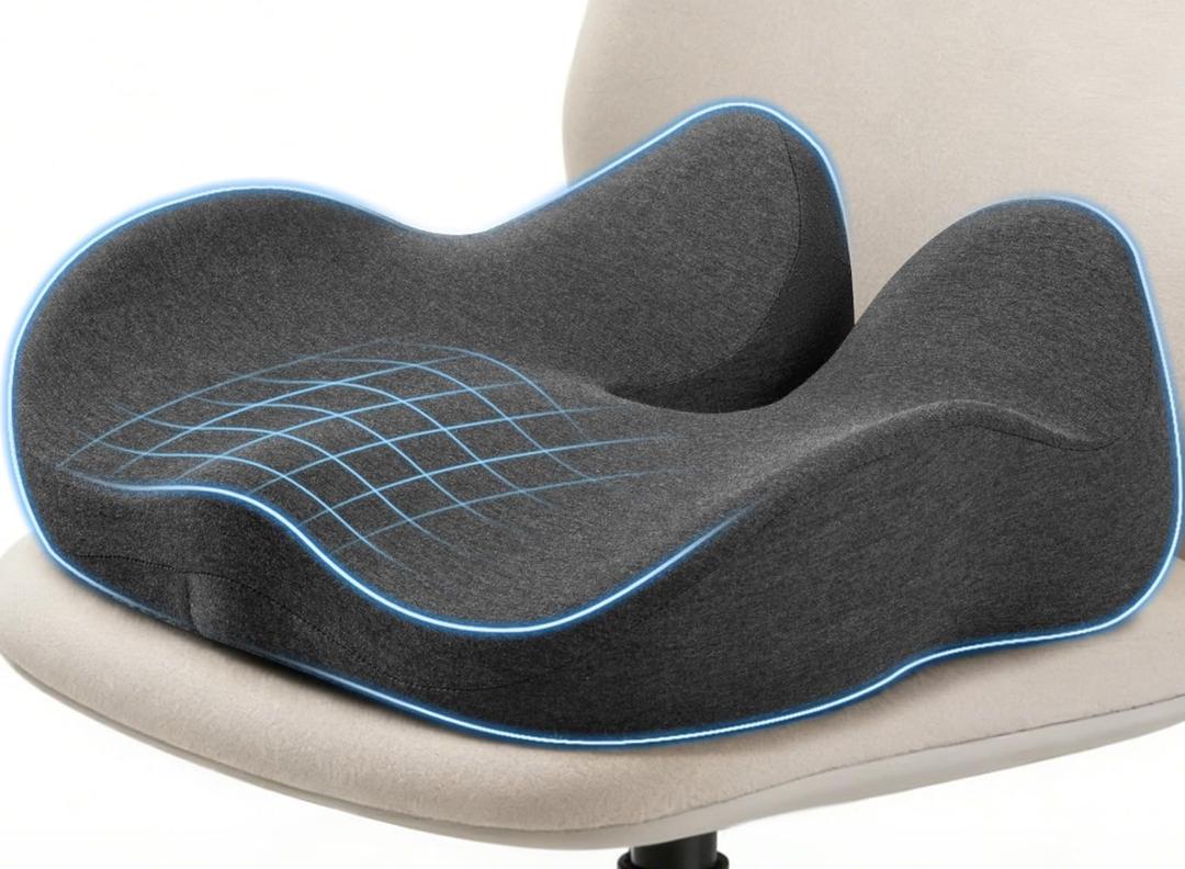 Seat Cushion for Office Chairs Large U-Shaped Memory Foam Desk Chair Cushions for Long Sitting Comfort, Ergonomic Thick Support Pad for Work from Home & Daily Office Use