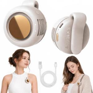 2-Pack Mini Clip On Fan Portable, 3.2oz Ultra-Lightweight, 3 Speed USB-C Mini Portable Fan, Bladeless Silent Small Clip on Fan for Shirt & Waist, Whirlwind Clip Fan for Travel, Outdoor & Office