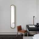 Long Skinny Mirror for Wall,Gold Narrow Oval Mirror for Entryway Bath, Metal Frame with Gold Decor Mirrors, 7.9 X 44