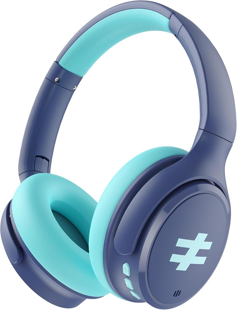 seenda Active Noise Cancelling Headphones for Kids, HEO-303 Bluetooth 5.4 60H Playtime Type C Fast Charging, 74/85/94 dB Safe Volume Limit Headset with Mic for Ipad, Airplane, Travel, Blue