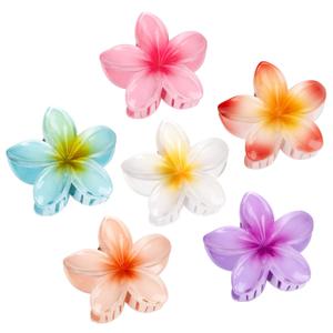 6 Pack Flower Hair Clips for Women, Hawaiian Flower Claw Clips for Thick Thin Hair, Cute Summer Beach Hair Accessories