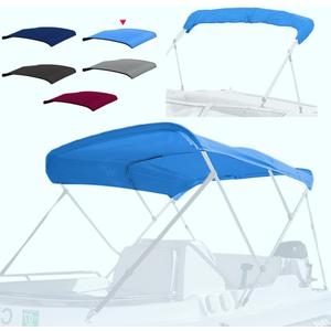 4 Bow Marine Grade Bimini Top Replacement Cover, Heavy-Duty Waterproof and UV-Proof Boat Canopy, Fade and Crack Resistant Easy Install Zipper Sleeves Boat Awning/Without Frame,Blue